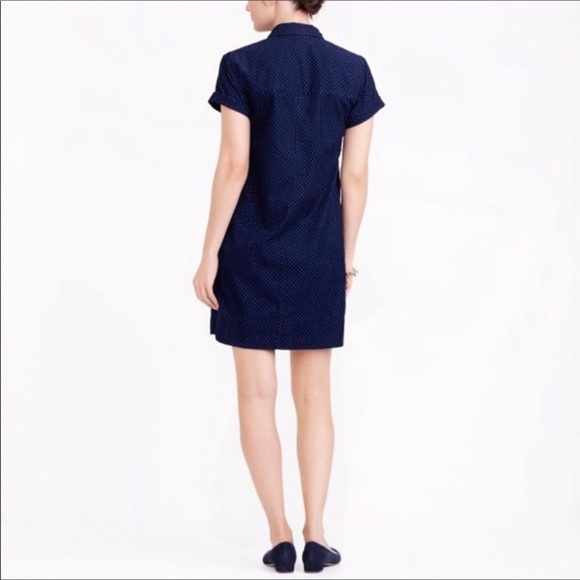 J. CREW Corduroy Shirt Dress in Navy with Swiss Dots - Picture 2 of 8